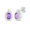 Thumbnail Image 1 of Oval-Cut Amethyst & White Lab-Created Sapphire Earrings 10K White Gold