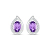 Thumbnail Image 2 of Oval-Cut Amethyst & White Lab-Created Sapphire Earrings 10K White Gold