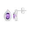 Thumbnail Image 3 of Oval-Cut Amethyst & White Lab-Created Sapphire Earrings 10K White Gold