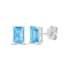 Thumbnail Image 0 of Emerald-Cut Swiss Blue Topaz Solitaire Stud Earrings Sterling Silver
