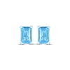 Thumbnail Image 1 of Emerald-Cut Swiss Blue Topaz Solitaire Stud Earrings Sterling Silver