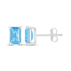 Thumbnail Image 2 of Emerald-Cut Swiss Blue Topaz Solitaire Stud Earrings Sterling Silver