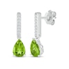 Thumbnail Image 1 of Pear-Shaped Peridot & White Lab-Created Sapphire Drop Earrings Sterling Silver