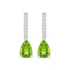 Thumbnail Image 2 of Pear-Shaped Peridot & White Lab-Created Sapphire Drop Earrings Sterling Silver