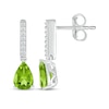 Thumbnail Image 3 of Pear-Shaped Peridot & White Lab-Created Sapphire Drop Earrings Sterling Silver