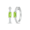 Thumbnail Image 1 of Baguette-Cut Peridot & White Lab-Created Sapphire Hoop Earrings Sterling Silver