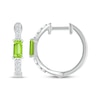 Thumbnail Image 3 of Baguette-Cut Peridot & White Lab-Created Sapphire Hoop Earrings Sterling Silver