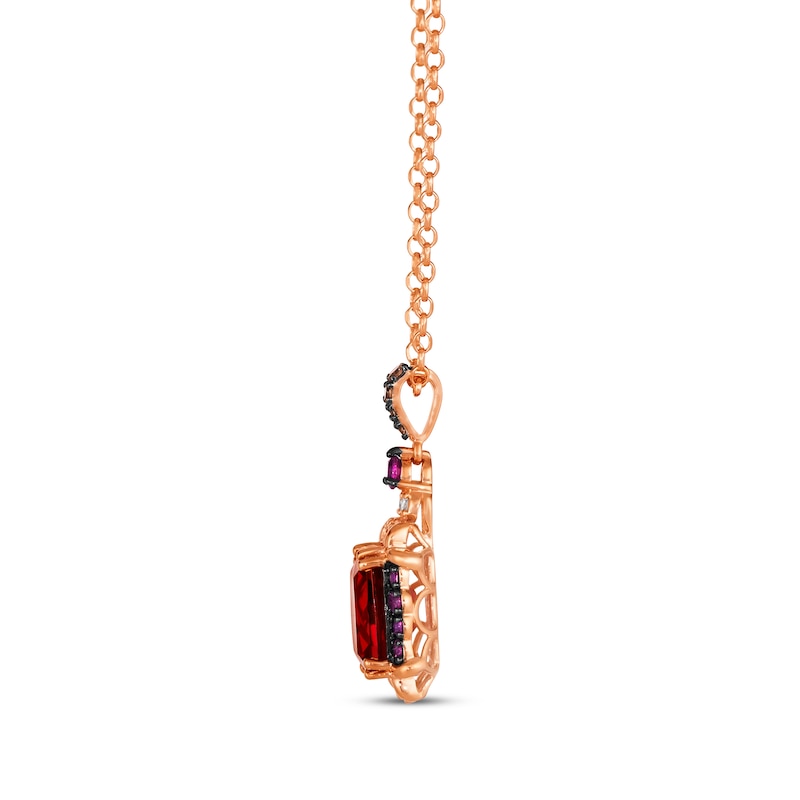 Le Vian Venetian Color on Color Rhodolite Garnet Necklace 1/8 ct tw Diamonds 14K Strawberry Gold 19"