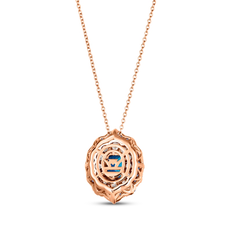 Le Vian Venetian Color on Color Blue Topaz Denim Ombre Necklace 1/3 ct tw Diamonds 14K Strawberry Gold 19"