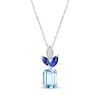 Thumbnail Image 1 of Emerald-Cut Swiss Blue Topaz, Blue & White Lab-Created Sapphire Necklace Sterling Silver 18&quot;