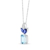 Thumbnail Image 2 of Emerald-Cut Swiss Blue Topaz, Blue & White Lab-Created Sapphire Necklace Sterling Silver 18&quot;