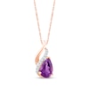 Thumbnail Image 1 of Pear-Shaped Amethyst & Diamond Necklace 1/20 ct tw 10K Rose Gold 18&quot;