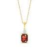 Thumbnail Image 1 of Emerald-Cut Garnet & White Lab-Created Sapphire Necklace 10K Yellow Gold 18&quot;