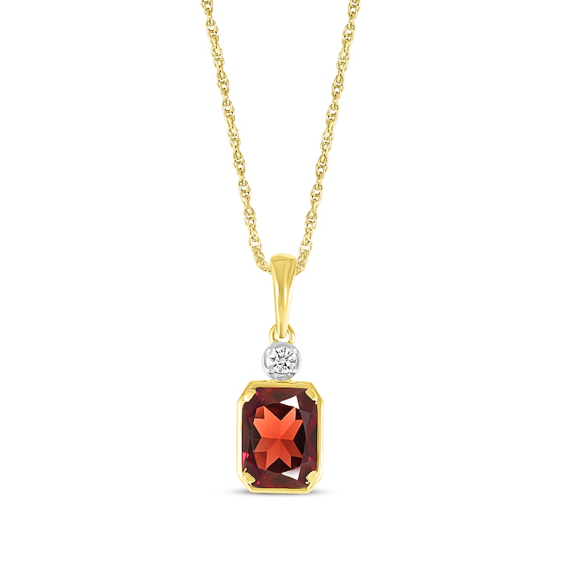 Main Image 1 of Emerald-Cut Garnet & White Lab-Created Sapphire Necklace 10K Yellow Gold 18&quot;