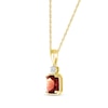 Thumbnail Image 2 of Emerald-Cut Garnet & White Lab-Created Sapphire Necklace 10K Yellow Gold 18&quot;