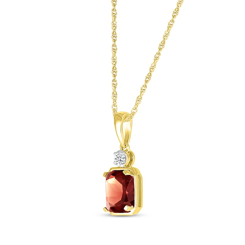 Main Image 2 of Emerald-Cut Garnet & White Lab-Created Sapphire Necklace 10K Yellow Gold 18&quot;