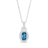 Thumbnail Image 1 of Oval-Cut London Blue Topaz  & White Lab-Created Sapphire Necklace 10K White Gold 18&quot;