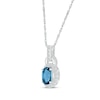 Thumbnail Image 2 of Oval-Cut London Blue Topaz  & White Lab-Created Sapphire Necklace 10K White Gold 18&quot;