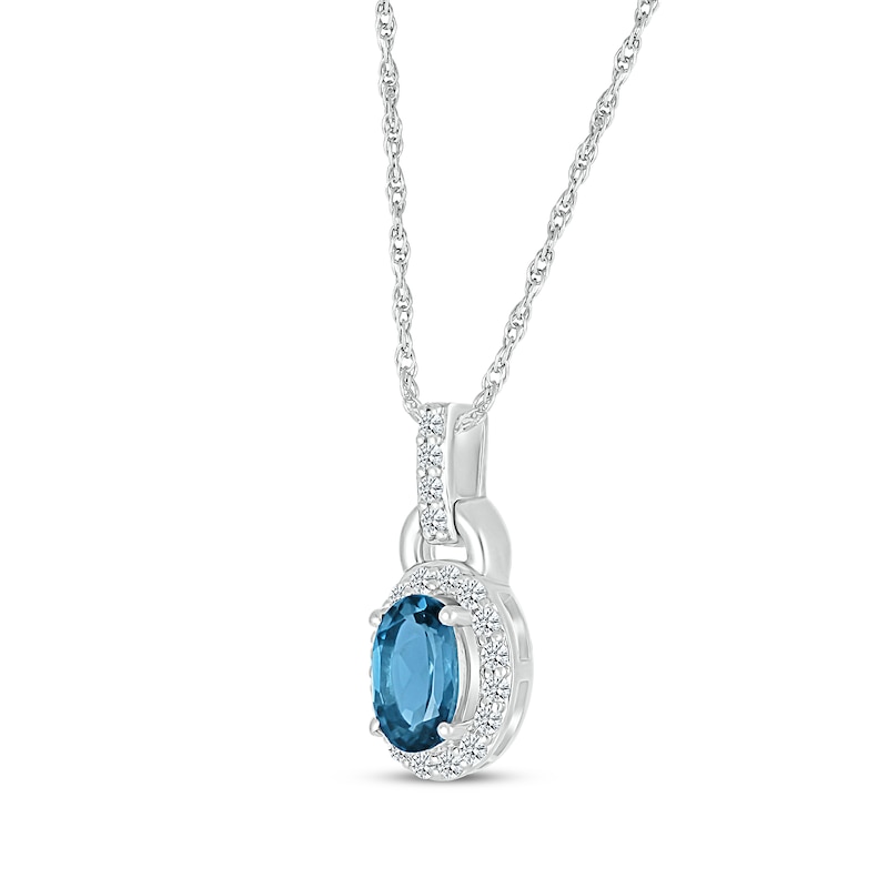 Main Image 2 of Oval-Cut London Blue Topaz  & White Lab-Created Sapphire Necklace 10K White Gold 18&quot;