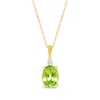 Thumbnail Image 0 of Oval-Cut Peridot & Diamond Accent Necklace 10K Yellow Gold 18"