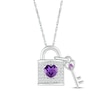 Thumbnail Image 1 of Heart-Shaped Amethyst & White Lab-Created Sapphire Lock & Key Necklace Sterling Silver 18&quot;