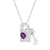 Thumbnail Image 2 of Heart-Shaped Amethyst & White Lab-Created Sapphire Lock & Key Necklace Sterling Silver 18&quot;