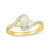 Thumbnail Image 0 of Oval-Cut Lab-Created Opal & Diamond Bypass Ring 1/20 ct tw 10K Yellow Gold