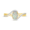 Thumbnail Image 2 of Oval-Cut Lab-Created Opal & Diamond Bypass Ring 1/20 ct tw 10K Yellow Gold