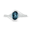 Thumbnail Image 2 of Oval-Cut London Blue Topaz & White Lab-Created Sapphire Bypass Ring 10K White Gold