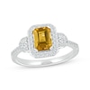 Thumbnail Image 0 of Emerald-Cut Citrine & White Lab-Created Sapphire Ring Sterling Silver