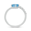 Thumbnail Image 2 of Cushion-Cut Swiss Blue Topaz & White Lab-Created Sapphire Bypass Ring Sterling Silver