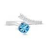 Thumbnail Image 3 of Cushion-Cut Swiss Blue Topaz & White Lab-Created Sapphire Bypass Ring Sterling Silver