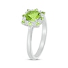 Thumbnail Image 2 of Cushion-Cut Peridot & White Lab-Created Sapphire Sunburst Ring Sterling Silver