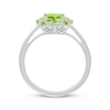 Thumbnail Image 3 of Cushion-Cut Peridot & White Lab-Created Sapphire Sunburst Ring Sterling Silver