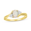 Thumbnail Image 0 of Oval-Cut Opal & Diamond Trios Bypass Ring 1/10 ct tw 10K Yellow Gold