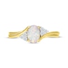 Thumbnail Image 2 of Oval-Cut Opal & Diamond Trios Bypass Ring 1/10 ct tw 10K Yellow Gold