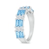 Thumbnail Image 2 of Baguette-Cut Swiss Blue Topaz & White Lab-Created Sapphire Stacked Ring Sterling Silver