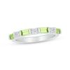 Thumbnail Image 1 of Baguette-Cut Peridot & White Lab-Created Sapphire Stackable Ring Sterling Silver