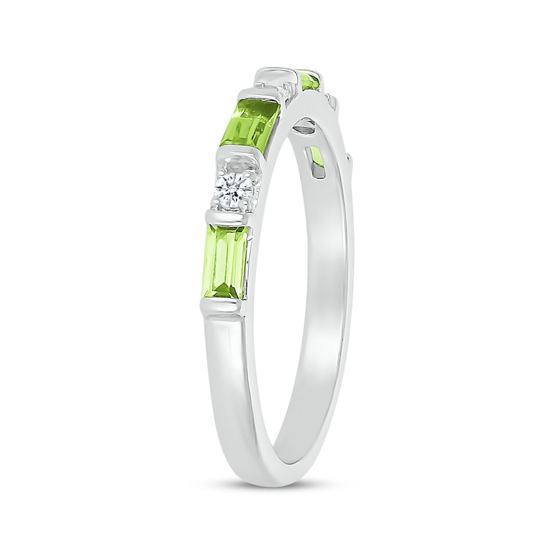 Main Image 2 of Baguette-Cut Peridot & White Lab-Created Sapphire Stackable Ring Sterling Silver