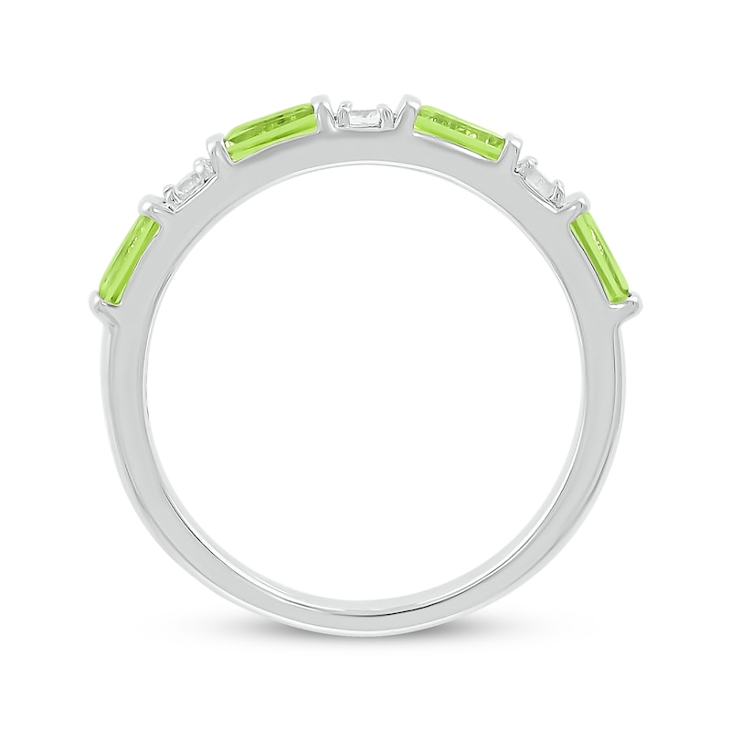 Main Image 3 of Baguette-Cut Peridot & White Lab-Created Sapphire Stackable Ring Sterling Silver