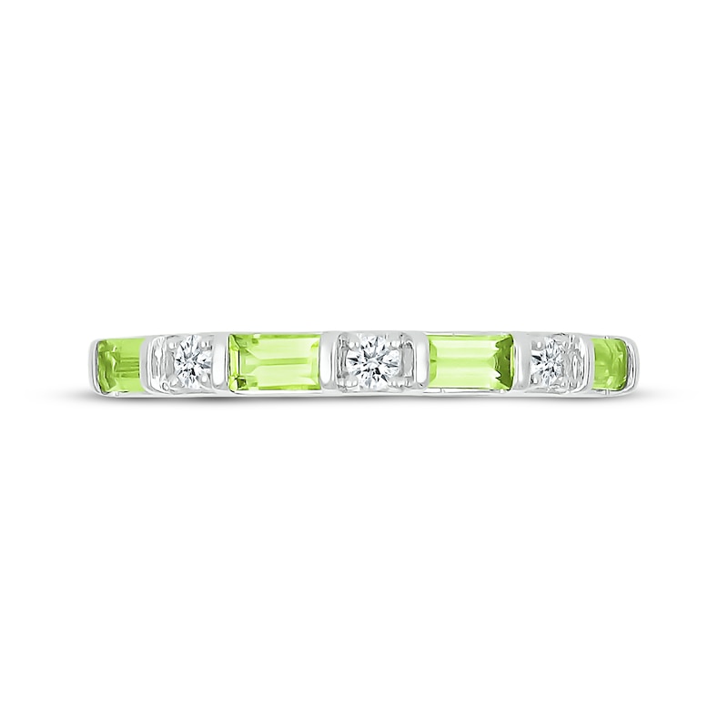 Main Image 4 of Baguette-Cut Peridot & White Lab-Created Sapphire Stackable Ring Sterling Silver