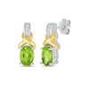 Thumbnail Image 1 of Oval-Cut Peridot & White Lab-Created Sapphire Twist Drop Earrings Sterling Silver & 10K Yellow Gold