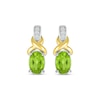 Thumbnail Image 2 of Oval-Cut Peridot & White Lab-Created Sapphire Twist Drop Earrings Sterling Silver & 10K Yellow Gold