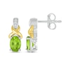 Thumbnail Image 3 of Oval-Cut Peridot & White Lab-Created Sapphire Twist Drop Earrings Sterling Silver & 10K Yellow Gold