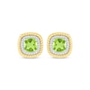 Thumbnail Image 2 of Cushion-Cut Peridot & Diamond Earrings 1/10 ct tw Sterling Silver & 10K Yellow Gold