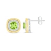 Thumbnail Image 3 of Cushion-Cut Peridot & Diamond Earrings 1/10 ct tw Sterling Silver & 10K Yellow Gold