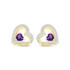 Thumbnail Image 2 of Heart-Shaped Amethyst & White Lab-Created Sapphire Heart Earrings Sterling Silver & 10K Yellow Gold