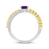 Thumbnail Image 2 of Oval-Cut Amethyst & White Lab-Created Sapphire Beaded Ring Sterling Silver & 10K Yellow Gold