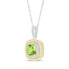 Thumbnail Image 2 of Cushion-Cut Peridot & Diamond Necklace 1/10 ct tw Sterling Silver & 10K Yellow Gold