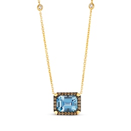 Le Vian Aquamarine Necklace 1/4 ct tw Diamonds 14K Honey Gold 19&quot;